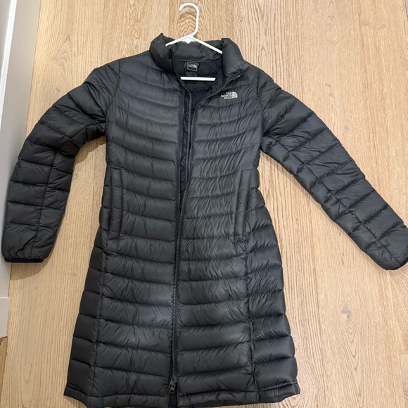 The North Face Charcoal Long Puffer Jacket - Picture 1 of 3